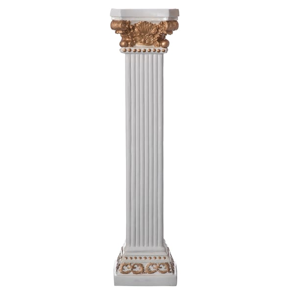 Uniquewise Fiberglass White Plinth Roman Column Ionic Piller Pedestal Vase Stand - Photography Props - 49 Inch QI004125-49 - main